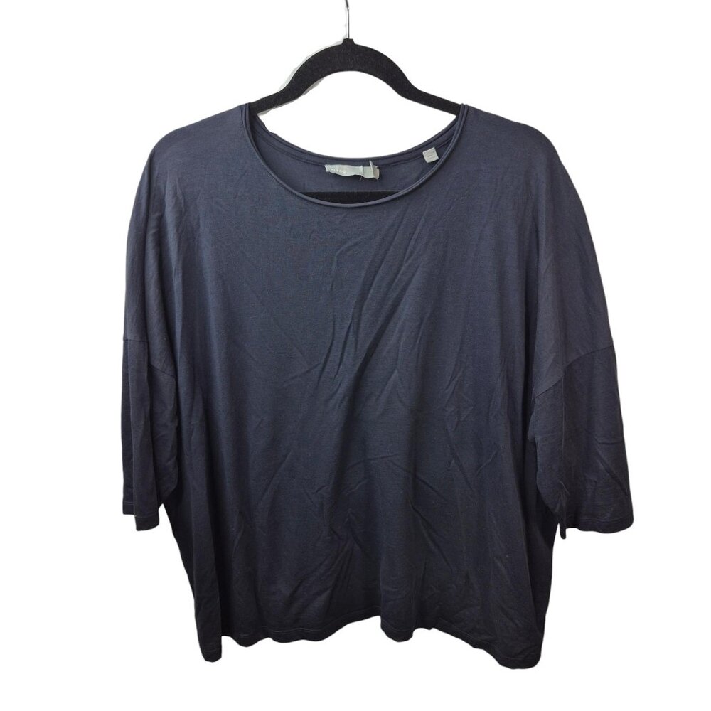 Vince Sweater Womens Large Knit Lightweight Capsule Cotton Silk 3/4 Sleeve Boxy